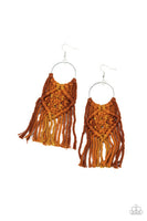 Paparazzi Macrame Rainbow Brown Orange Earring Fringe Ombre