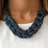 Paparazzi Accessories Wrap Battle Blue Seed Bead Necklace