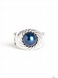 Paparazzi Accessories Wall Street Whimsical Blue Ring Silver Pearl Navy