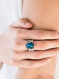 Paparazzi Accessories Color Me Confident Blue Ring Silver Floral