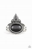 Paparazzi Accessories Malibu Mist Silver Ring Black Cat's Eye Stone