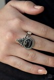 Paparazzi Accessories Malibu Mist Silver Ring Black Cat's Eye Stone