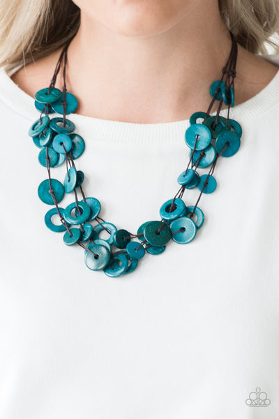 Paparazzi  Accessories Wonderfully Walla Walla Necklace Blue Wood