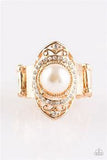 Paparazzi Accessories Pearl Posh White Gold Ring Bling Rhinestone