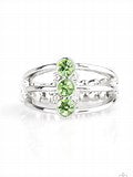 Paparazzi Triple Crown Winner Green Three Rhinestone Silver Ring