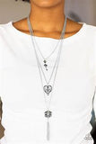 Paparazzi Accessories Love Opens All Doors Green Necklace Heart Key Silver