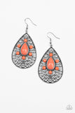 Paparazzi Modern Garden Orange Earring Silver Coral Peach