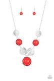 Paparazzi Bohemian Bombshell Red Necklace Silver