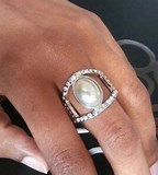 Paparazzi Accessories Radiating Riches White Ring Pearl Silver Bling