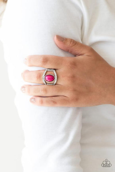 Paparazzi Accessories Radiating Riches Pink Ring Pearl Silver Bling