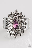 Paparazzi Blooming Fireworks Purple Marquise Rhinestone White Silver Ring