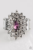 Paparazzi Blooming Fireworks Purple Marquise Rhinestone White Silver Ring