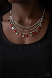Paparazzi Accessories Beach Flavor Red Necklace Layered Silver