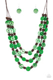 Key West Walkabout - Green Wood necklace Paparrazi Accessories