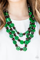 Key West Walkabout - Green Wood necklace Paparrazi Accessories