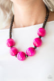 Oh My Miami - Pink Brown Wooden Necklace Paparrazi Accessories