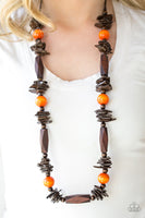 Cozumel Coast - Orange Wood necklace Paparrazi Accessories