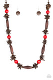 Cozumel Coast - Red Wood Necklace Paparrazi Accessories Brown