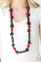 Cozumel Coast - Red Wood Necklace Paparrazi Accessories Brown