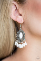 Private Villa - White Earrings Paparazzi Accessories