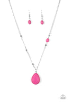 Peaceful Prairies - Pink Stone Necklace Paparrazi Accessories