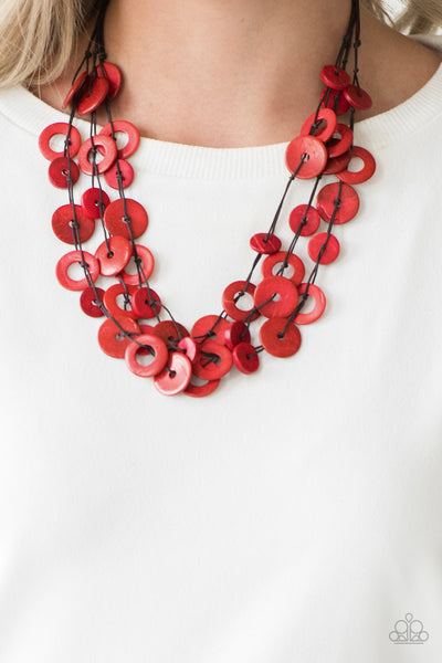 Wonderfully Walla Walla - Red Wood necklace Paparrazi Accessories