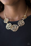 Rosy Rosette - Gold necklace Paparrazi Accessories