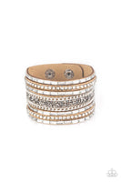 Rhinestone Rumble - Brown Bling Wrap Bracelet Paparrazi Accessories