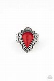 Paparazzi Accessories Desert Escape Red Ring Silver Rock Stone