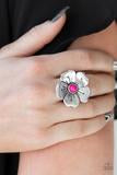 Paparazzi Accessories Boho Blossom Pink Silver Flower Ring