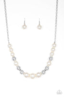 Take Note - White Silve Pearl Necklace Paparrazi Accessories