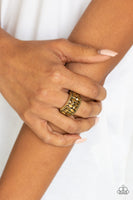 Treasure Trove Tribute - Brass Bling Ring Paparrazi Accessories