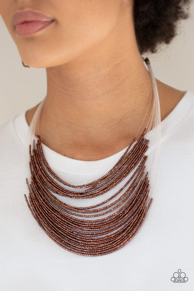 Catwalk Queen - Copper Seed Bead Necklace Paparazzi Accessories N4