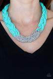 Paparazzi Accessories Brazilian Brilliance - Blue Silver Seed Bead Necklace