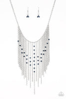 First Class Fringe - Blue necklace Paparrazi Accessories