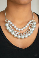 Empire State Empress - Silver Pearl Necklace Paparrazi Accessories