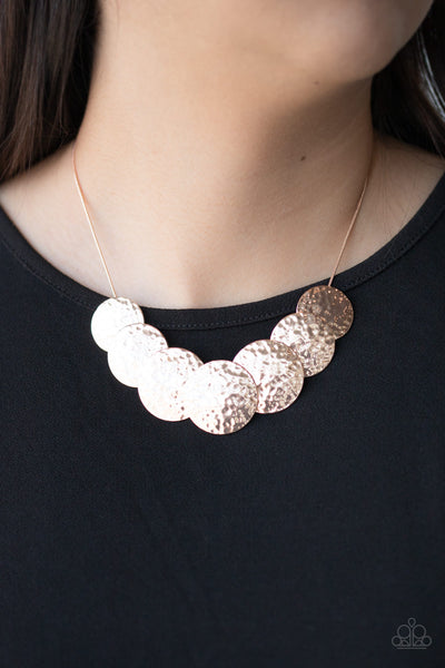 RADIAL Waves - Rose Gold Necklace Paparrazi Accessories