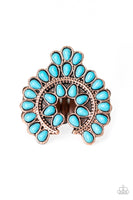 Trendy Talisman - Copper Turquoise Ring Paparrazi Accessories