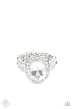 Unstoppable Sparkle - White Bling Ring Paparrazi Accessories FF 1/2021