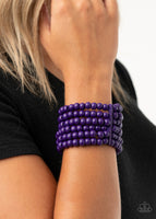 Diving in Maldives - Purple Wooden Bracelet Paparrazi Accessories