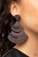 Oriental Oasis - Brown Wooden Earrings Paparrazi Accessories