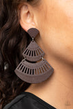 Oriental Oasis - Brown Wooden Earrings Paparrazi Accessories