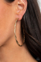 Totally Throttled - Gold Hoop Earrings Paparazzi Accessories