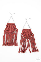 Macrame Jungle - Brown Rust Boho Earrings Paparrazi Accessories