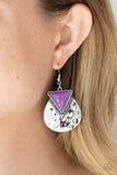 Road Trip Treasure - Purple Silver Earrings Paparrazi Accessories