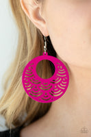 SEA Le Vie! - Pink Wooden Earrings Paparrazi Accessories