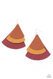 Huge Fanatic - Multi Tan brown wine Leather earrings Paparrazi Accessories