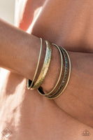 Get Into Gear - Brass Bangle Bracelets Paparrazi Accessories FF 1/2021