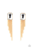 Save for a REIGNy Day - Gold Bling earrings Paparrazi Accessories