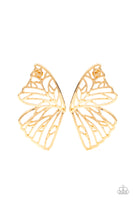 Butterfly Frills - Gold Earrings Paparazzi Accessories